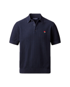 Charles Tyrwhitt England Rugby Cotton Stripe Texture Knitted Polo – Navy